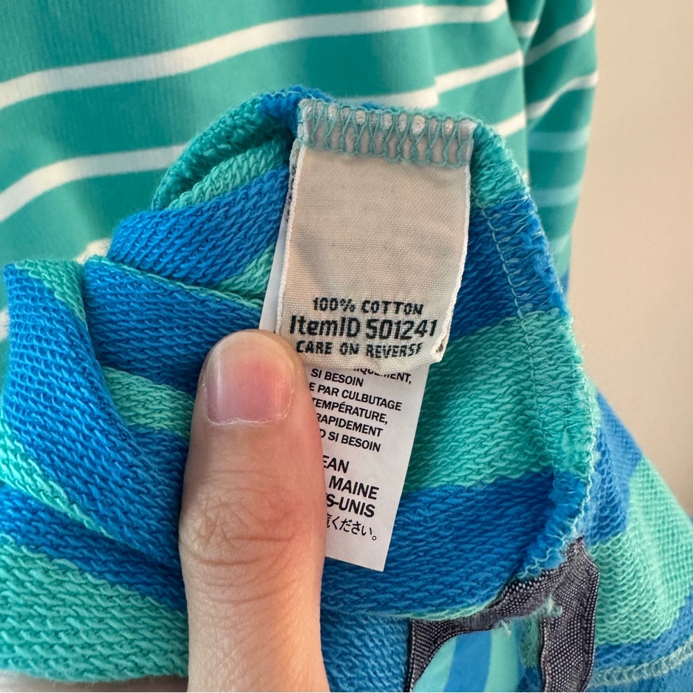 L.L. Bean Shoreline Aqua Striped Pullover - Picture 9 of 9